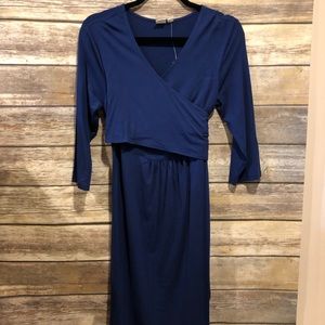 Gap midnight blue wrap maternity dress medium
